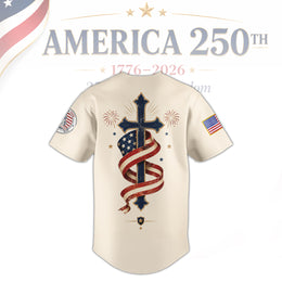America 250th Anniversary Button Up Baseball Jersey, USA Freedom Celebration Jersey