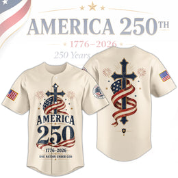 America 250th Anniversary Button Up Baseball Jersey, USA Freedom Celebration Jersey