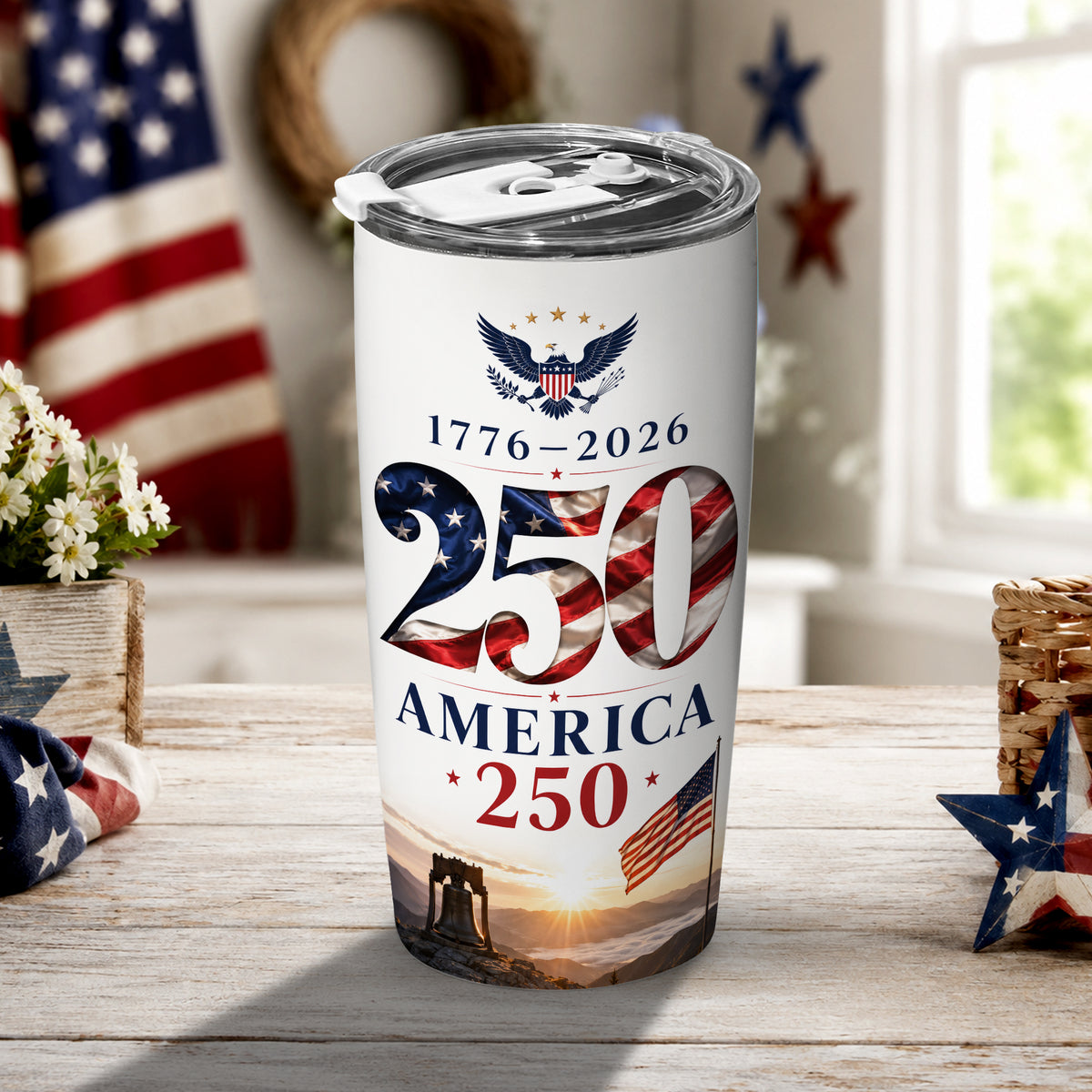 America 250th Bald Eagle Tumbler, 1776–2026 Patriotic Freedom Design