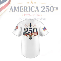 Patriotic Baseball Jersey for America 250 Celebration, 1776–2026 USA Jersey