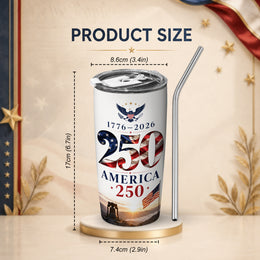 America 250th Bald Eagle Tumbler, 1776–2026 Patriotic Freedom Design