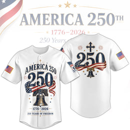 Patriotic Baseball Jersey for America 250 Celebration, 1776–2026 USA Jersey
